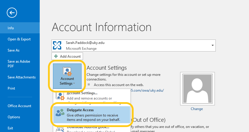 Adding A Delegate In Outlook University Of Kentucky College Of Arts 